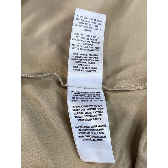 Adrianna Papell Beaded Blouson Long Gown Formal Wedding Sz 12 Champagne Gold - Picture 12 of 16